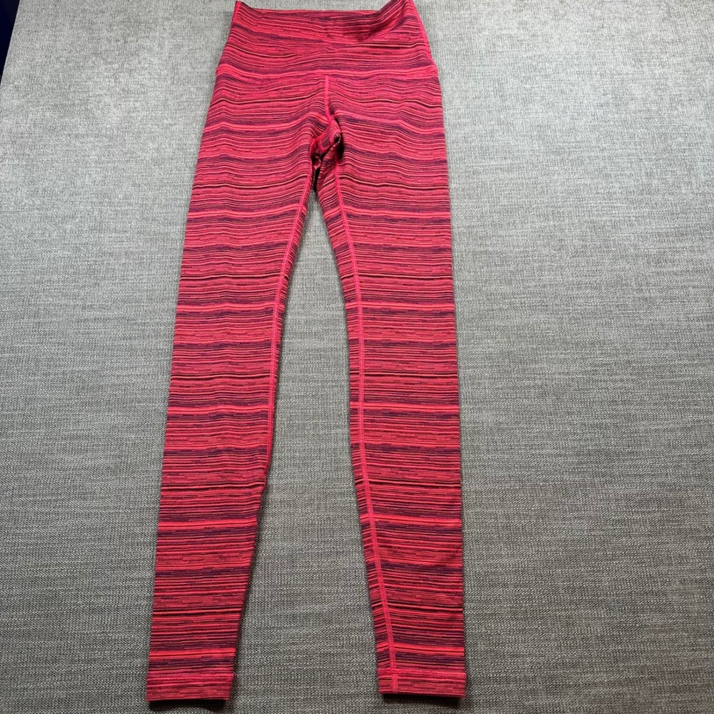 Lululemon Leggings Women 6 Pink Space Dye High Rise Full Length Yoga